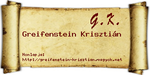 Greifenstein Krisztián névjegykártya