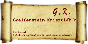 Greifenstein Krisztián névjegykártya